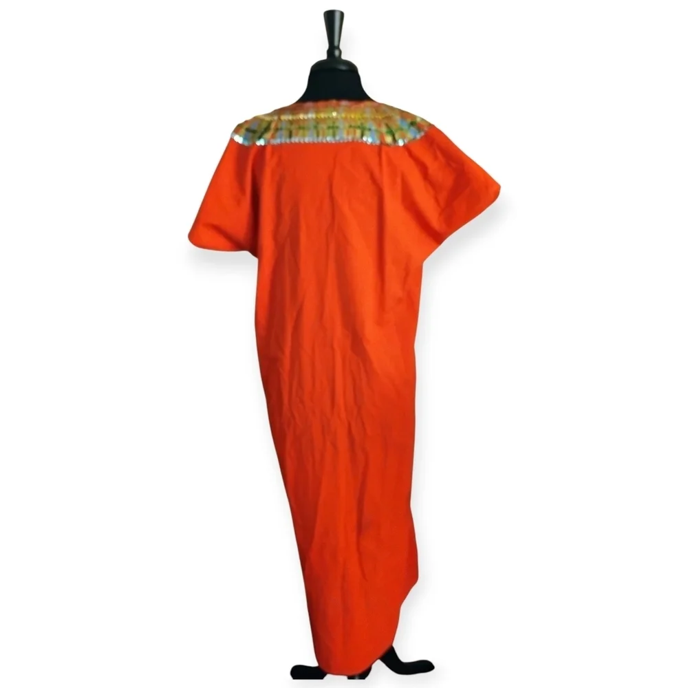 Egyptian Sequin Jalabiya Maxi Dress King Tut Red - Picture 8 of 13